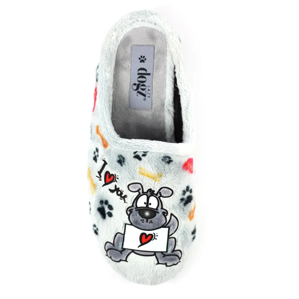 Ladies Grey Bedroom Slipper Mule Lazy Dogz Foam Euphoria