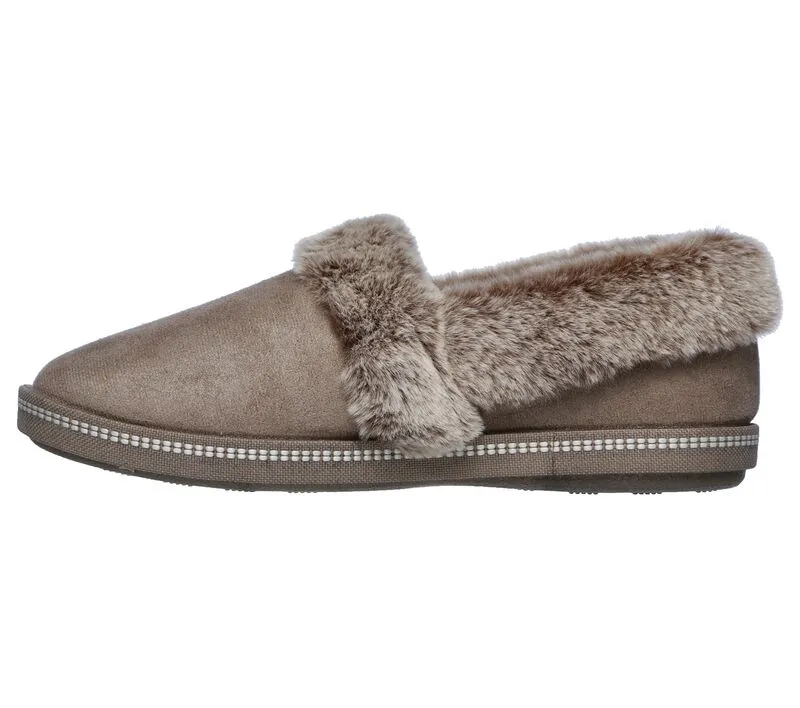 Ladies Skechers Bedroom Slippers Dark Taupe Cozy Memory Foam 32777 DKT