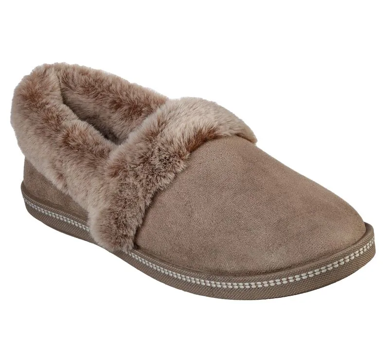 Ladies Skechers Bedroom Slippers Dark Taupe Cozy Memory Foam 32777 DKT