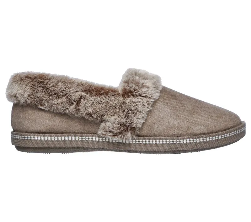 Ladies Skechers Bedroom Slippers Dark Taupe Cozy Memory Foam 32777 DKT