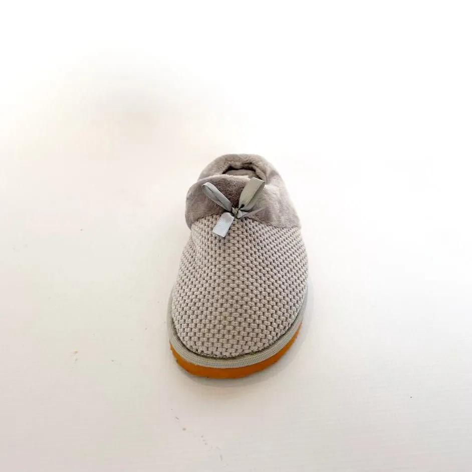 Lazy Bones grey bow slipper