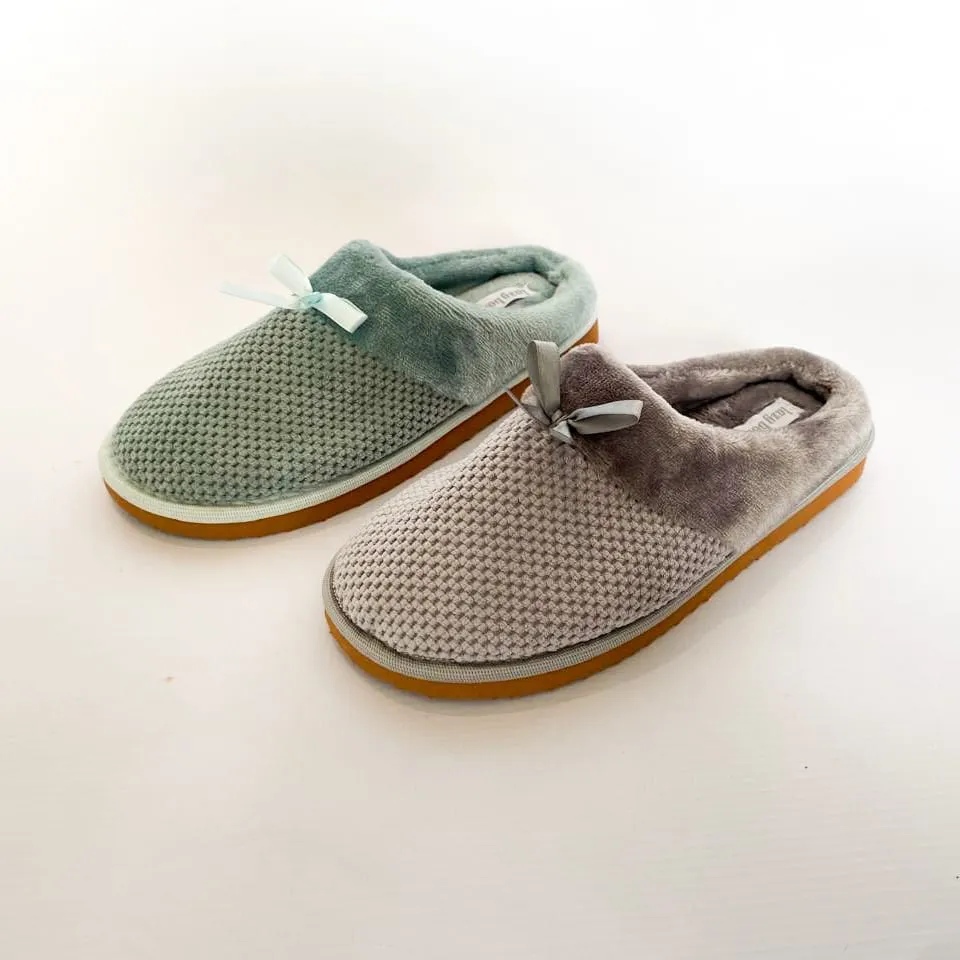 Lazy Bones grey bow slipper