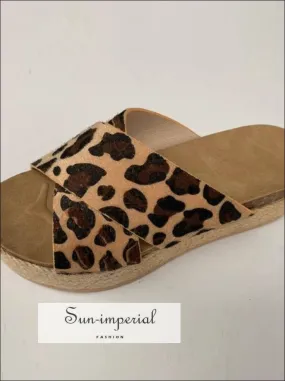 Leopard Summer Women Slippers Open Toe Platform Casual Shoes each Ladies Outdoor Flip Flops X Shape