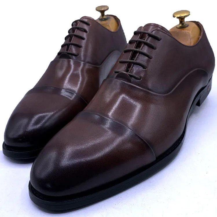 LV capped leather laceup shoe | Brown