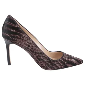 Manolo Blahnik Brown Croc Print Pony Hair Pumps - 37