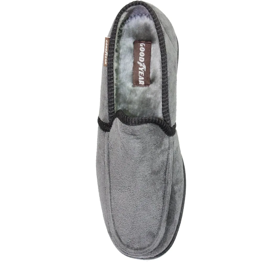 Mens Bedroom Slippers Grey Eden Goodyear Size 6 to 11