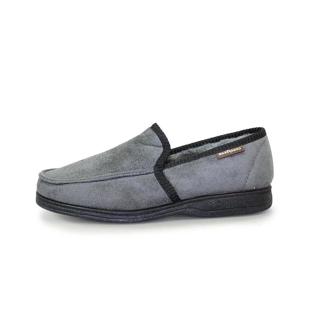 Mens Bedroom Slippers Grey Eden Goodyear Size 6 to 11