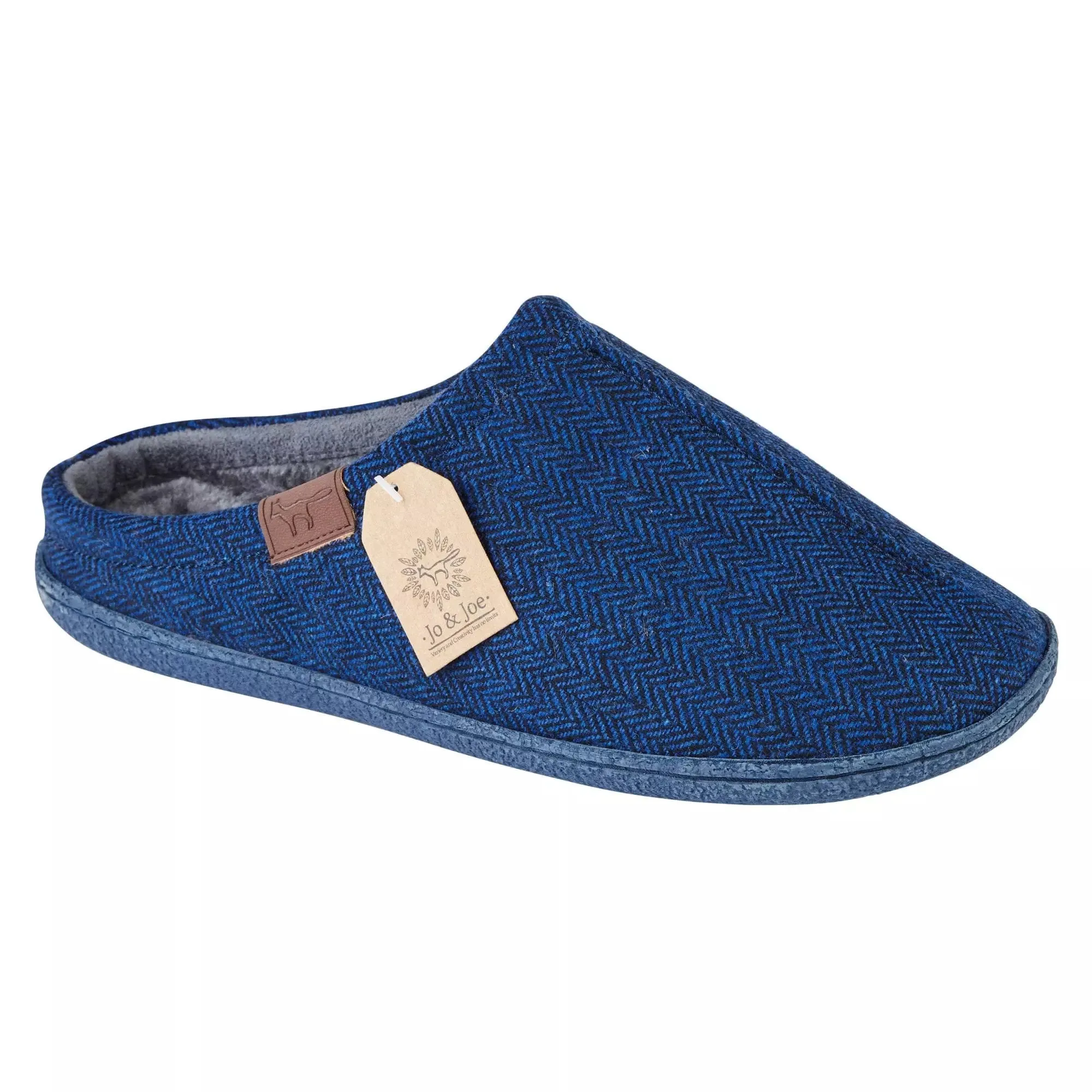 Mens Bedroom Slippers Navy Mule Check Harrison Jo & Joe