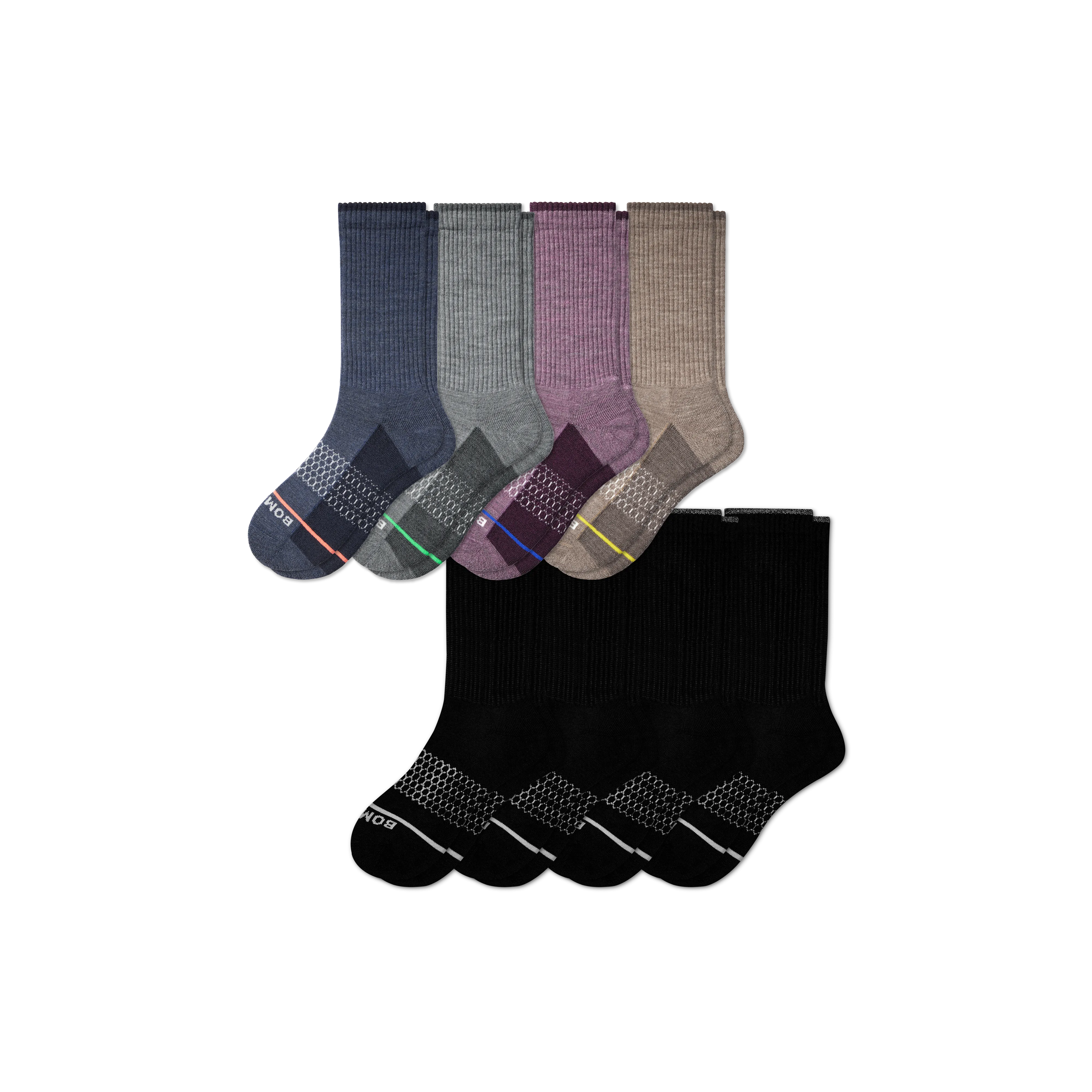 Men's Merino Wool Blend Calf Sock 8-Pack