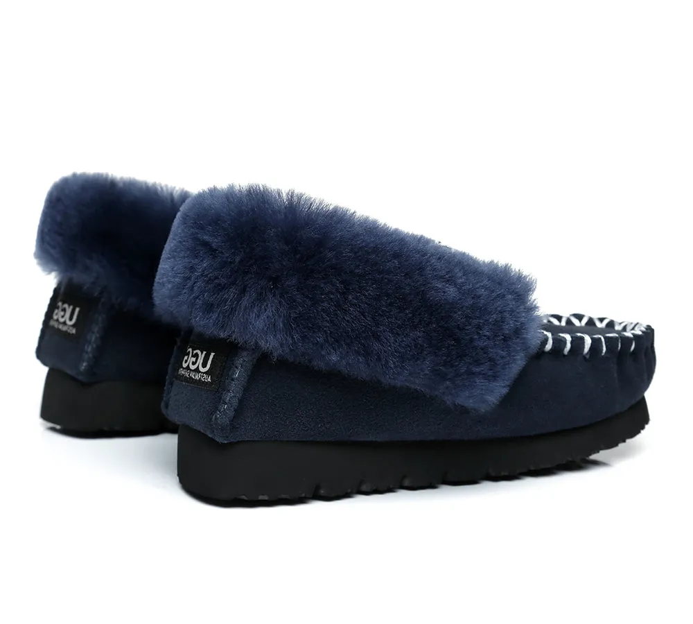 Mens Sheepskin Wool Ankle Slippers Popo Moccasins Big Size