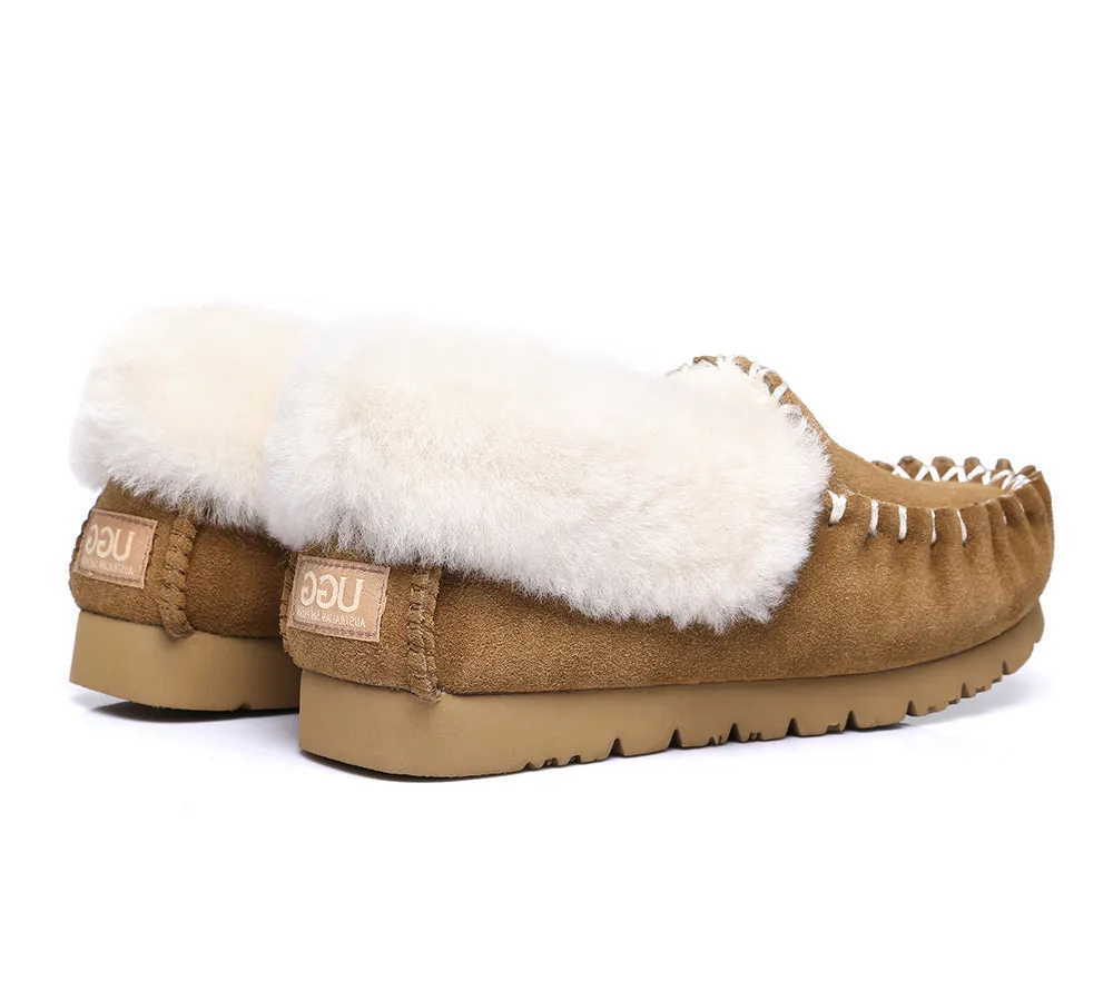 Mens Sheepskin Wool Ankle Slippers Popo Moccasins Big Size