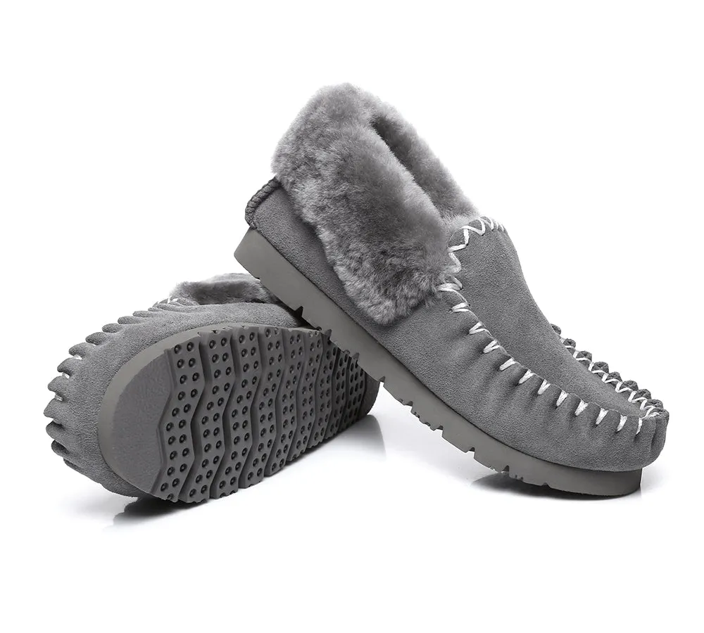 Mens Sheepskin Wool Ankle Slippers Popo Moccasins Big Size