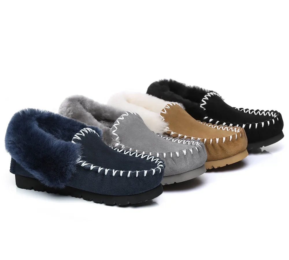 Mens Sheepskin Wool Ankle Slippers Popo Moccasins Big Size