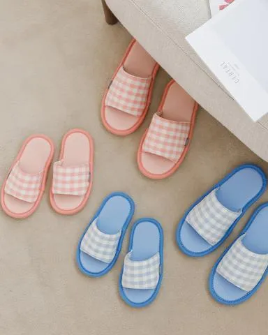 Ozkiz [Mini and Me] 'Checkered' Indoor Noise Reducing Slippers - Made in Korea