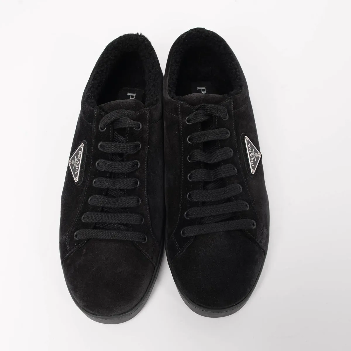 Prada Black Suede Low Top Sneakers 8