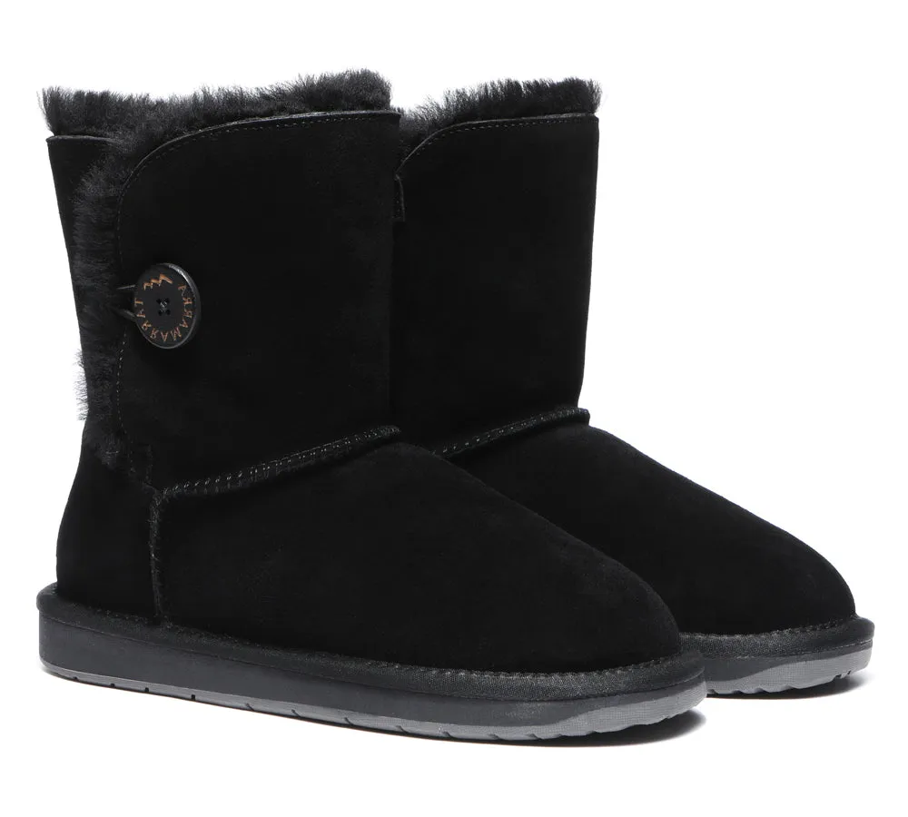 Premium Australian Sheepskin Boots Unisex Short Button Plus