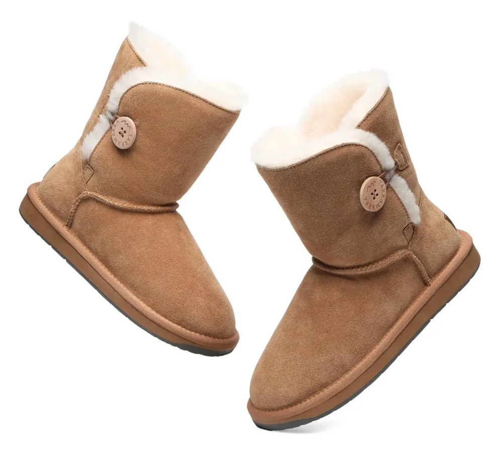 Premium Australian Sheepskin Boots Unisex Short Button Plus