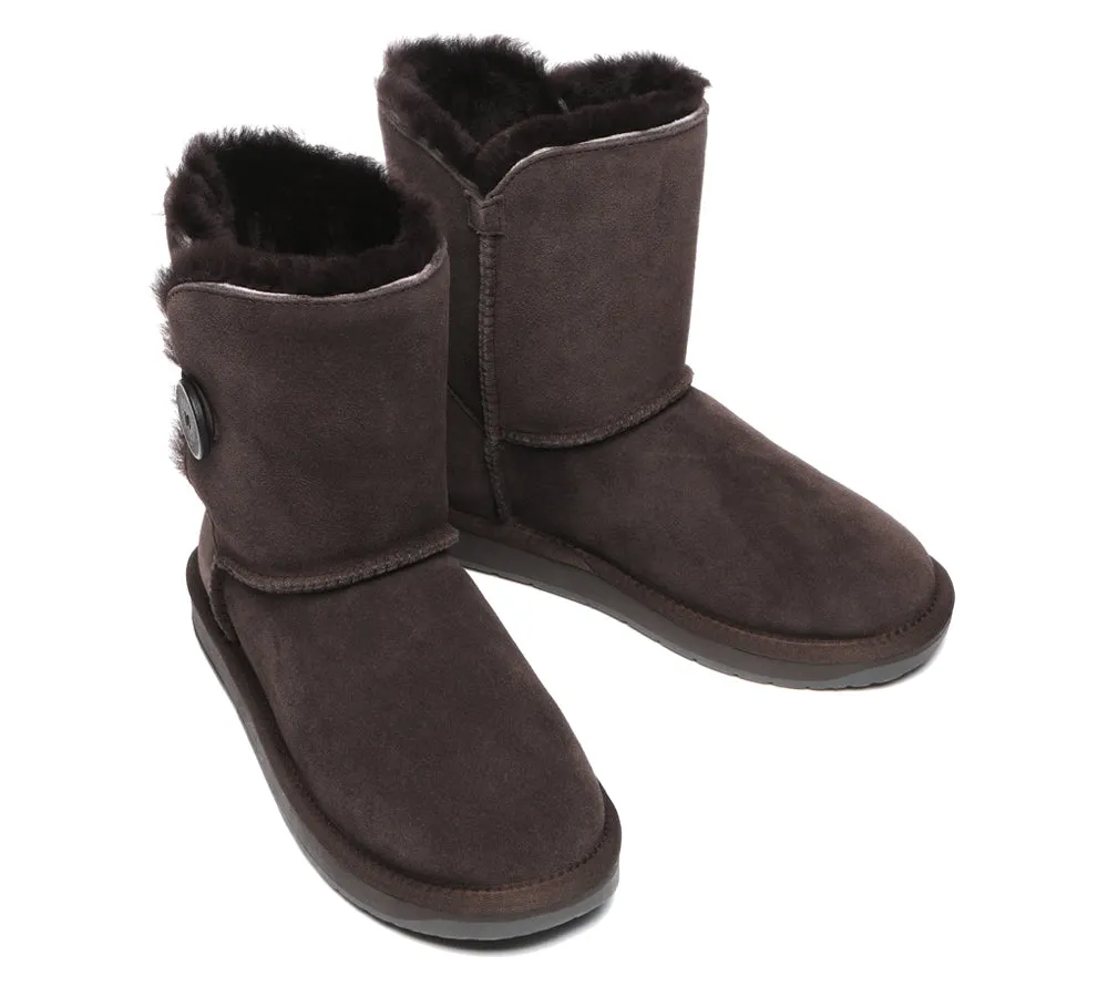 Premium Australian Sheepskin Boots Unisex Short Button Plus