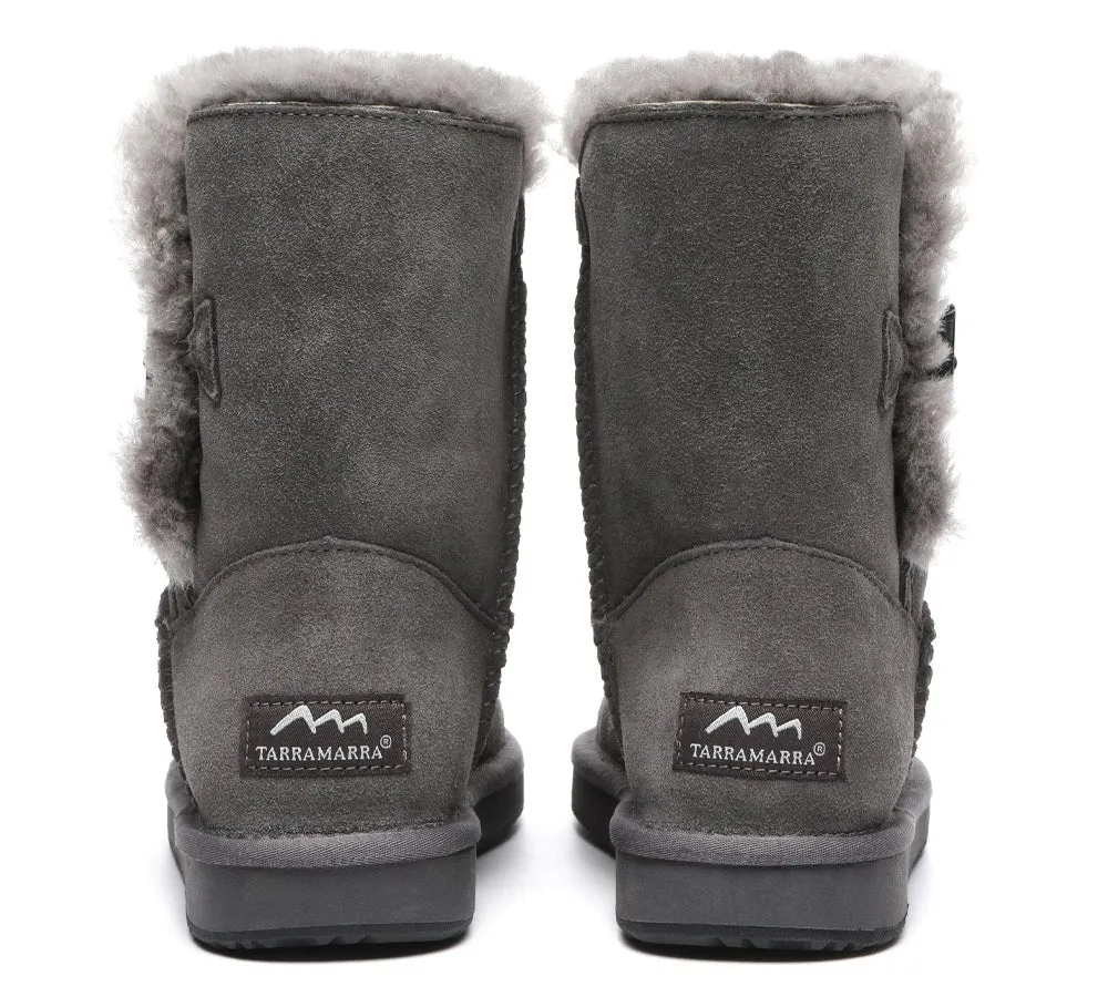 Premium Australian Sheepskin Boots Unisex Short Button Plus