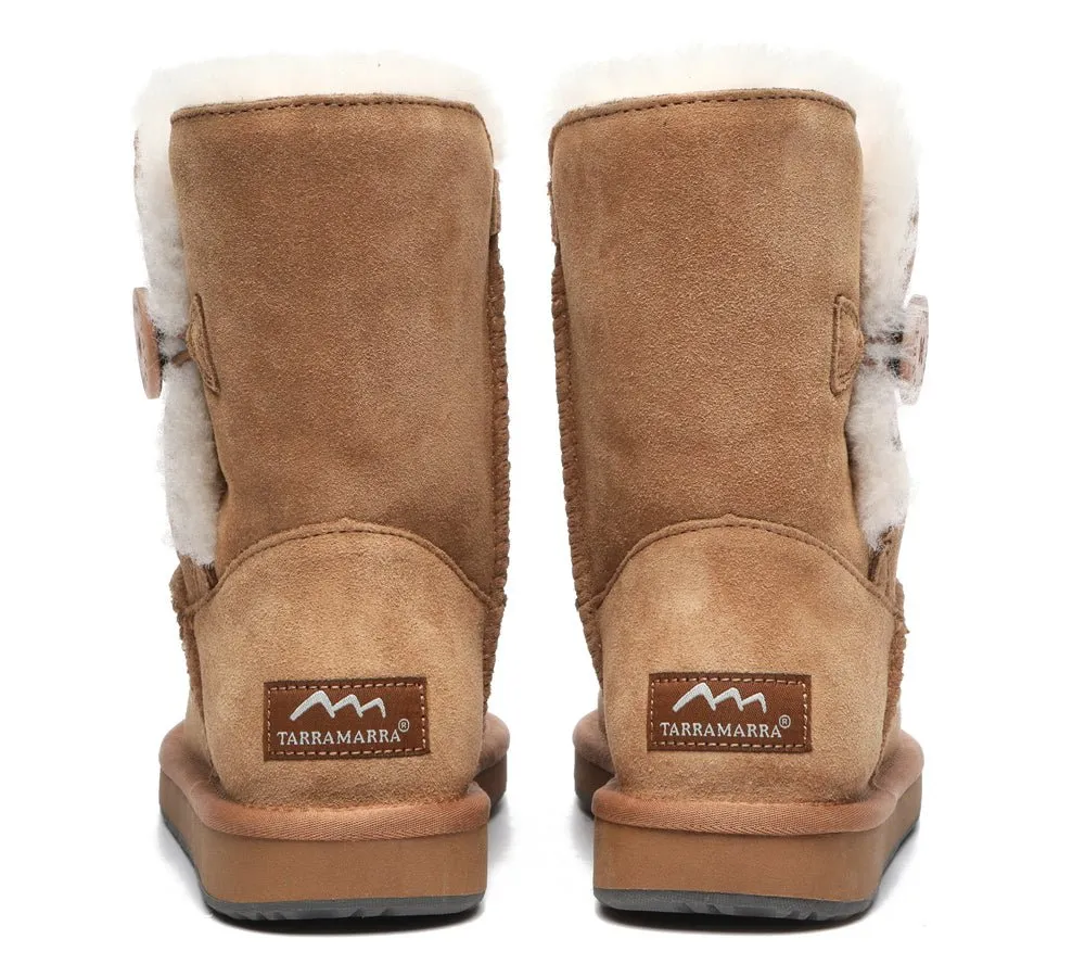 Premium Australian Sheepskin Boots Unisex Short Button Plus