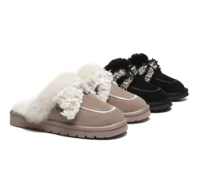 Premium Sheepskin Bow Slipper Women Barbra