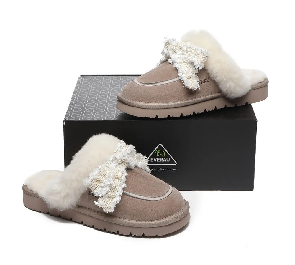 Premium Sheepskin Bow Slipper Women Barbra