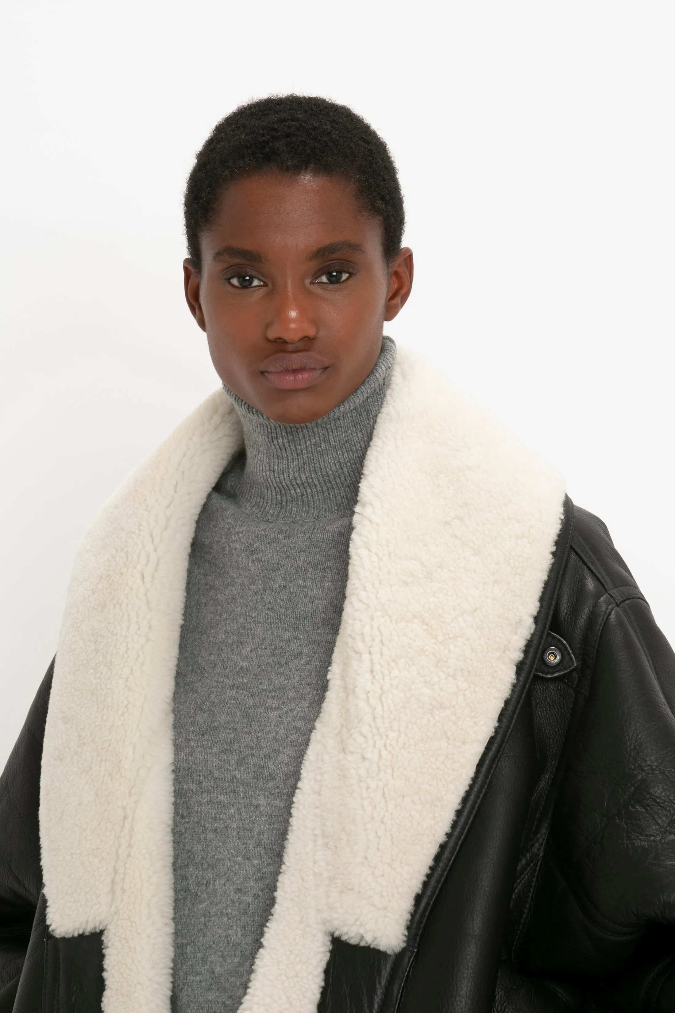 Shearling Coat In Monochrome