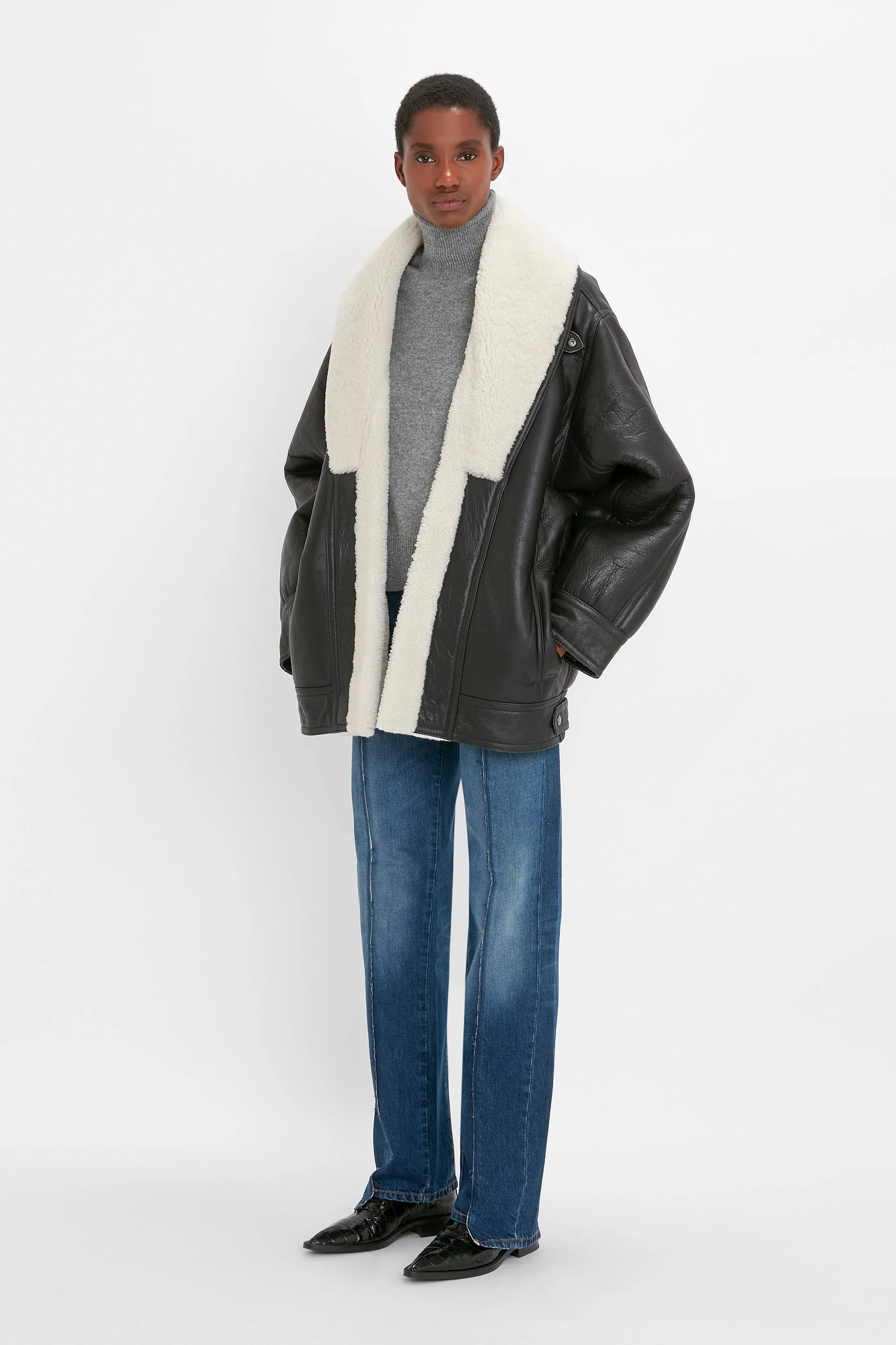 Shearling Coat In Monochrome