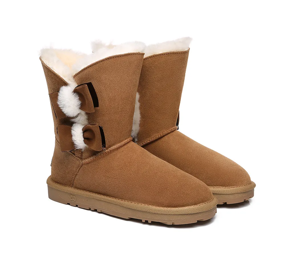 Sheepskin Double Bow Boots Women Eira