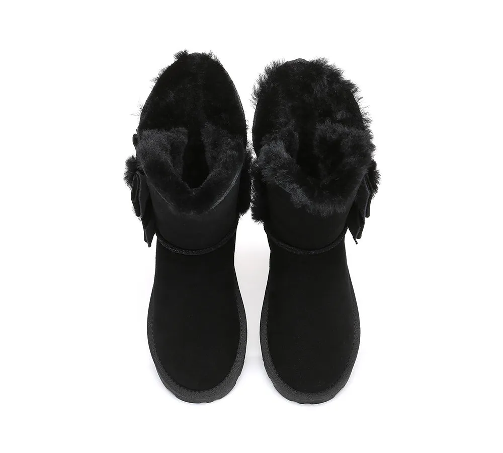 Sheepskin Double Bow Boots Women Eira