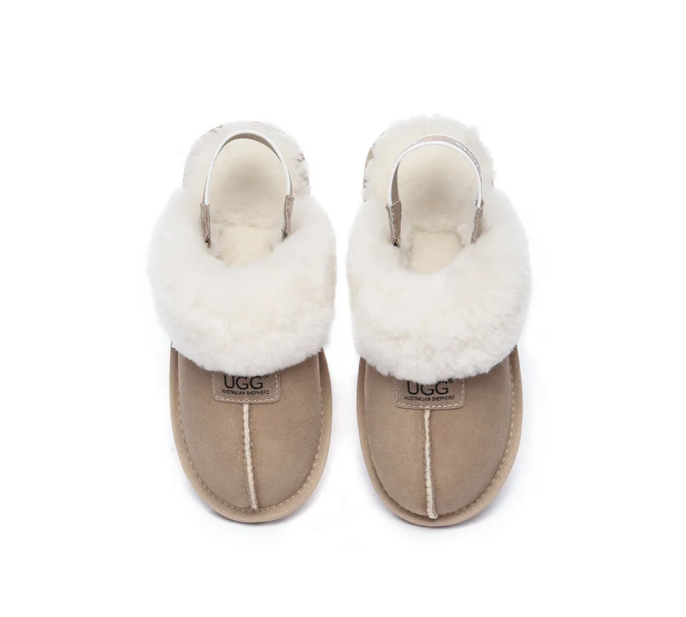 Sheepskin Wool Removable Strap Slingback Slippers Suzie ll