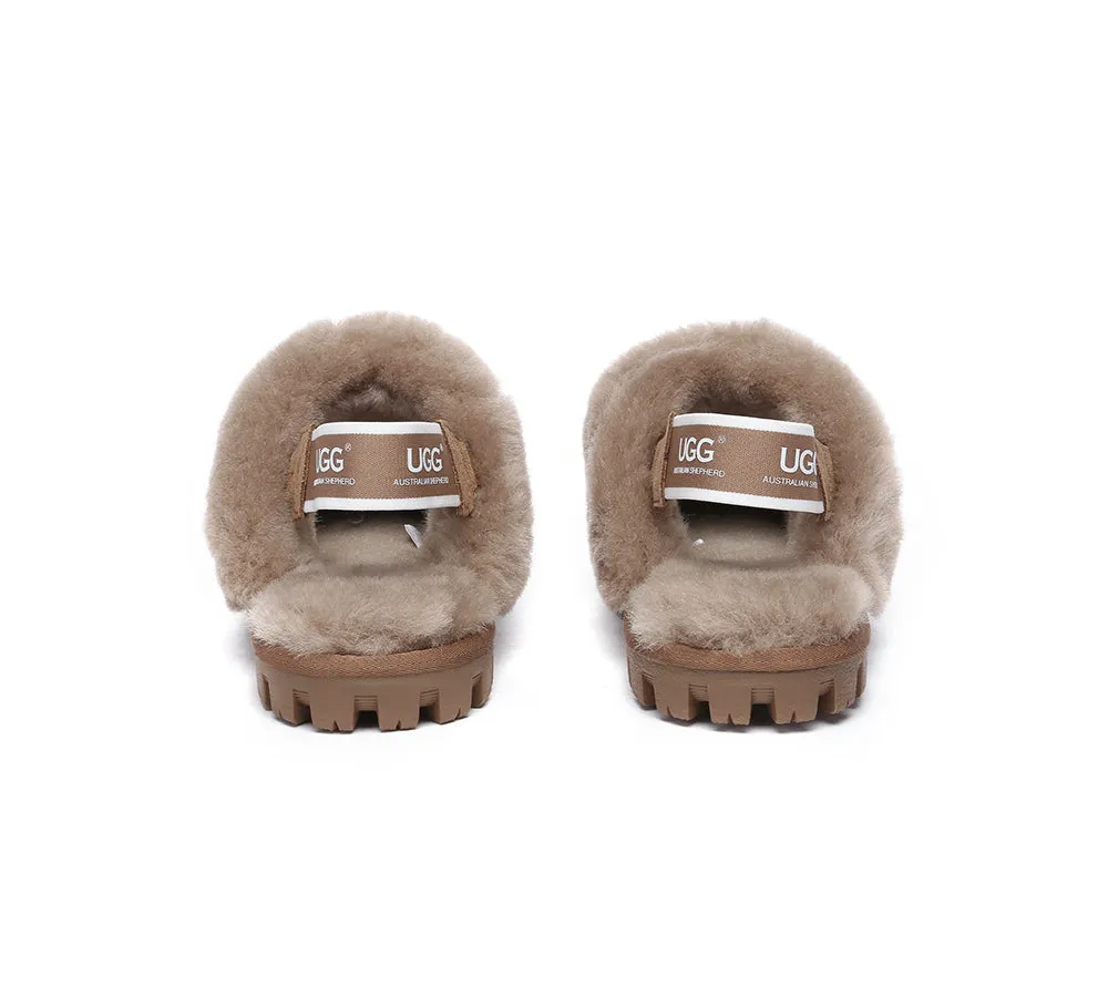 Sheepskin Wool Removable Strap Slingback Slippers Suzie ll