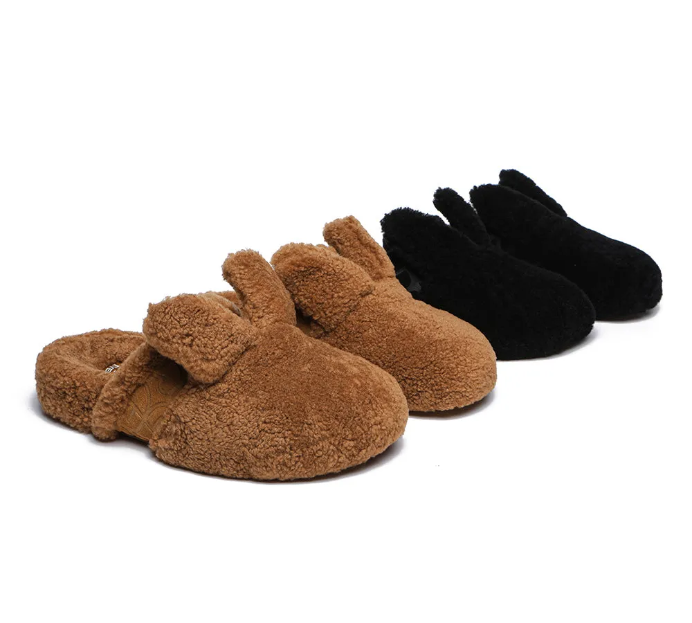 Sheepskin Wool Slippers Women Fluffy Bunny