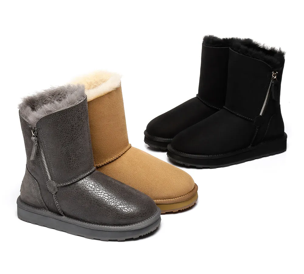 Sheepskin Zipper Short Women Boots Zipporah