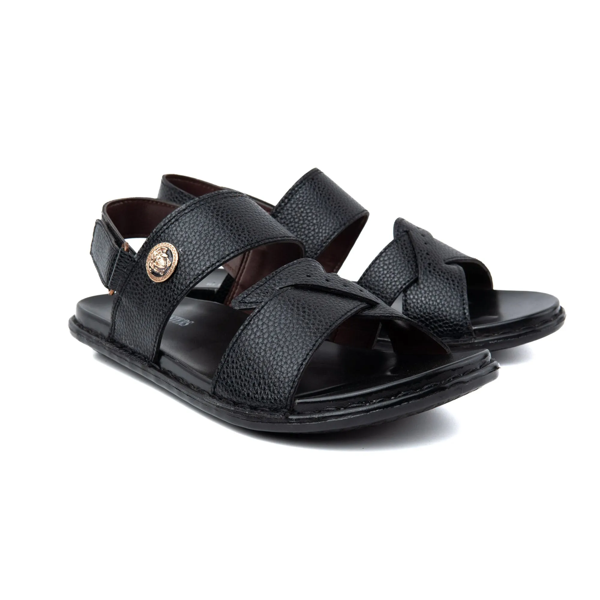 Side Buckled Men Leather Sandals