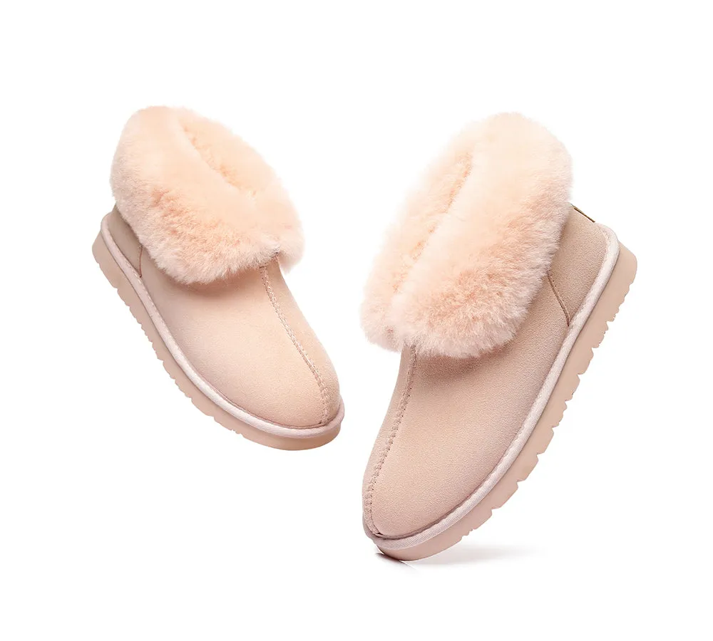 Slippers, Australia Premium Double Face Sheepskin,Unisex Ankle Collar Slipper Mallow