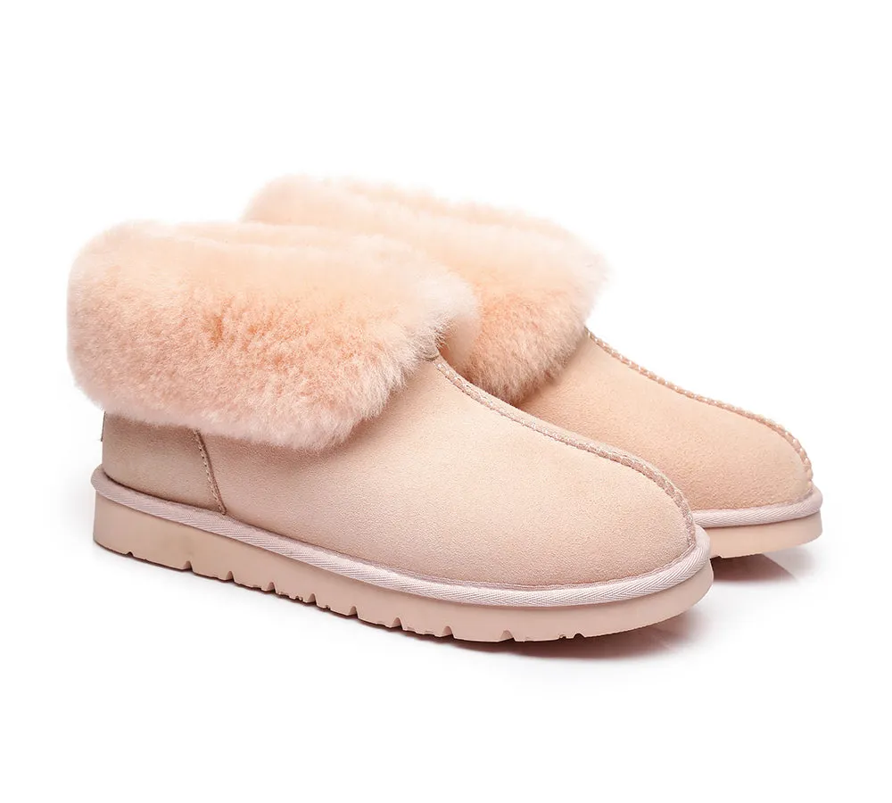 Slippers, Australia Premium Double Face Sheepskin,Unisex Ankle Collar Slipper Mallow