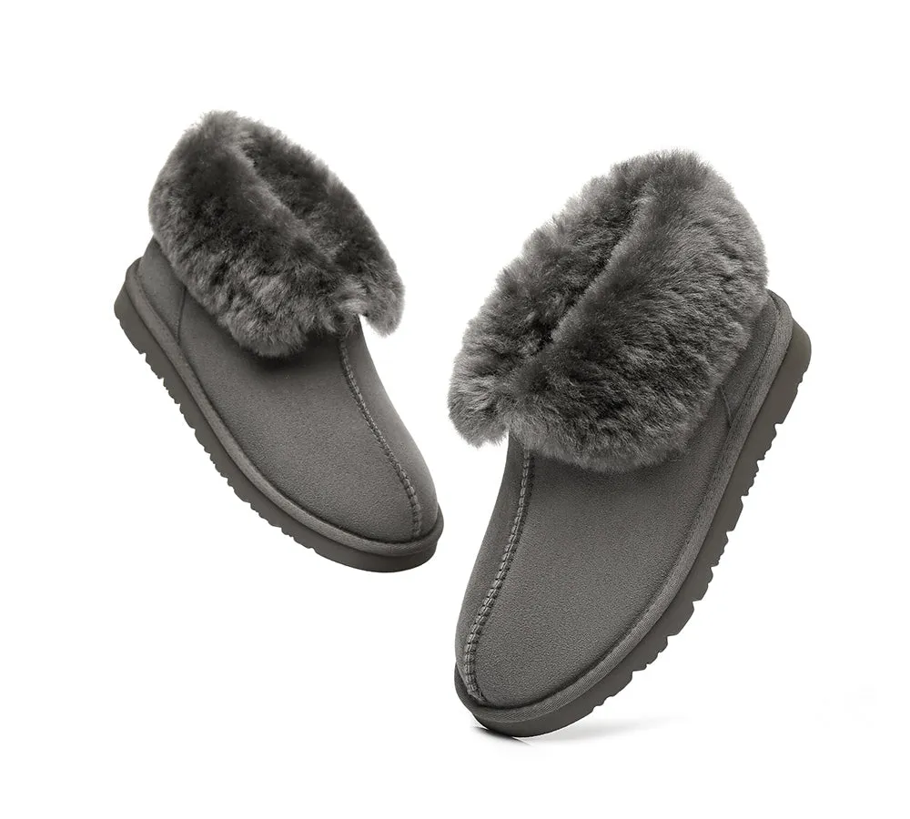 Slippers, Australia Premium Double Face Sheepskin,Unisex Ankle Collar Slipper Mallow