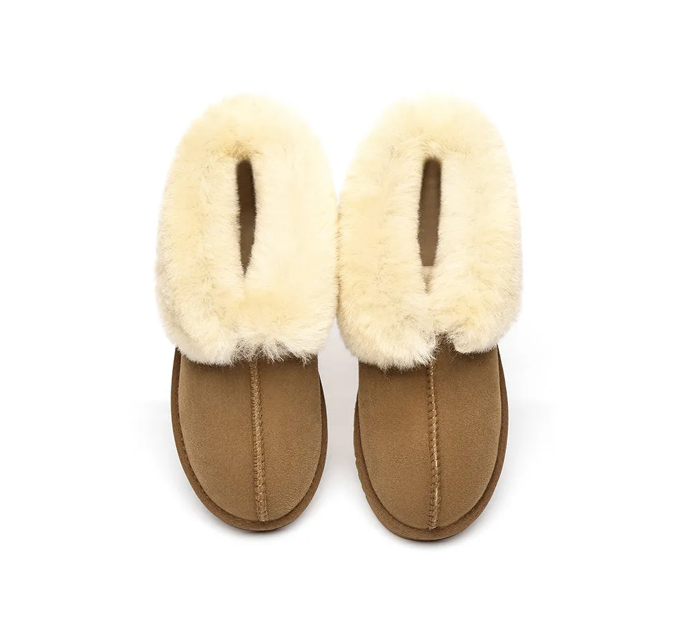 Slippers, Australia Premium Double Face Sheepskin,Unisex Ankle Collar Slipper Mallow