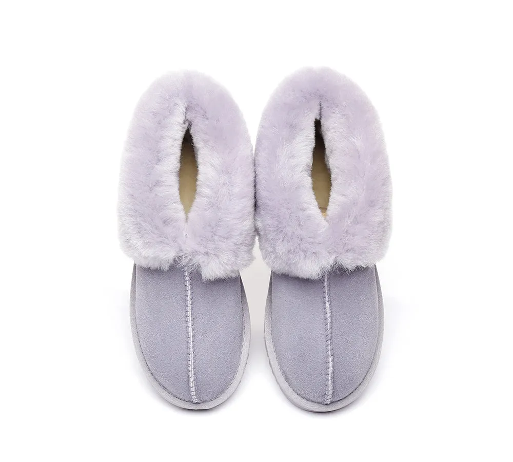 Slippers, Australia Premium Double Face Sheepskin,Unisex Ankle Collar Slipper Mallow