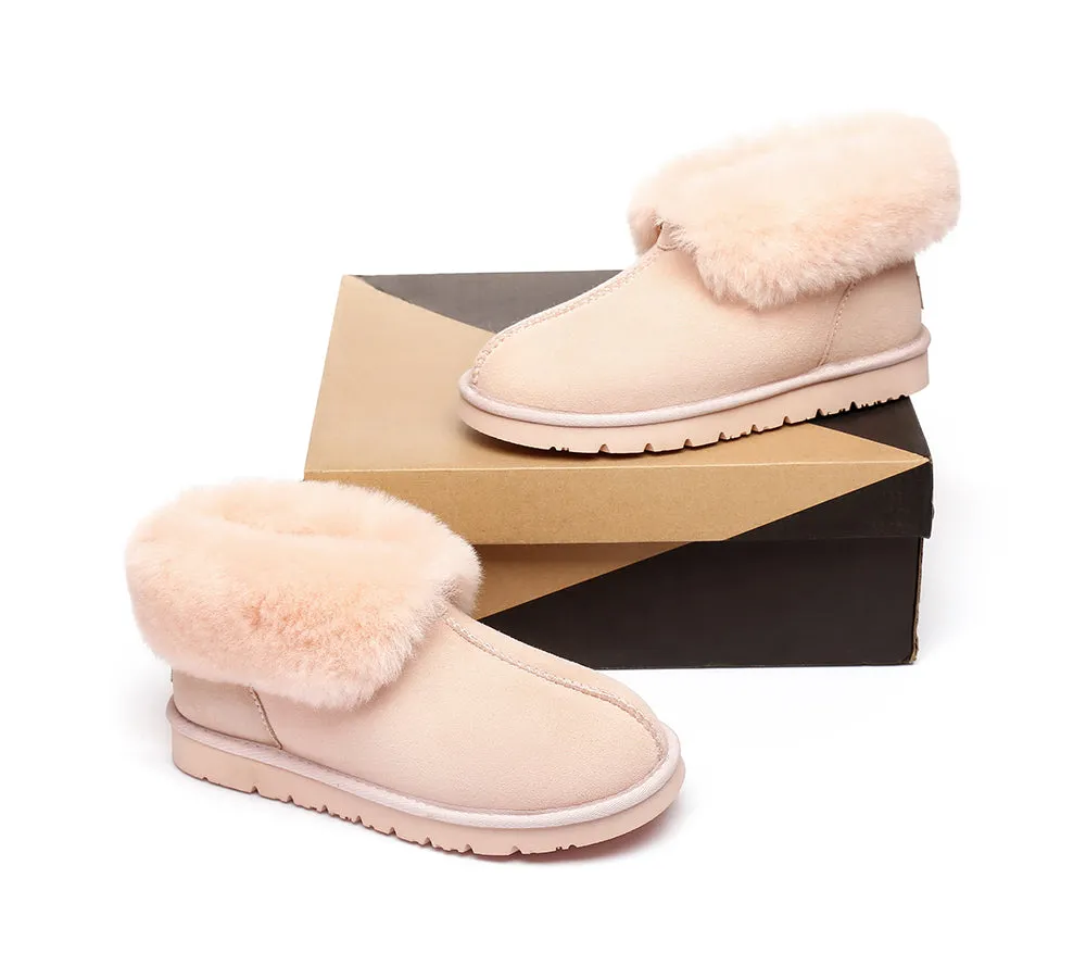 Slippers, Australia Premium Double Face Sheepskin,Unisex Ankle Collar Slipper Mallow