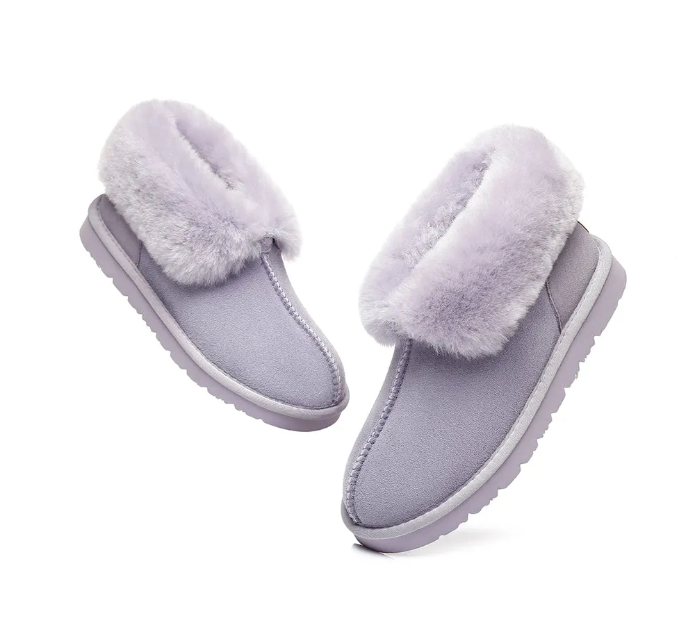 Slippers, Australia Premium Double Face Sheepskin,Unisex Ankle Collar Slipper Mallow