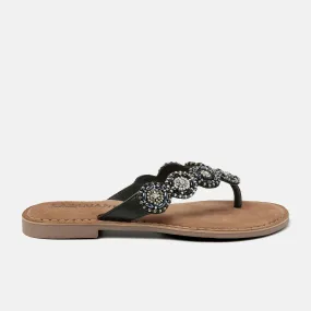 Soe Leren Dames Slippers Black