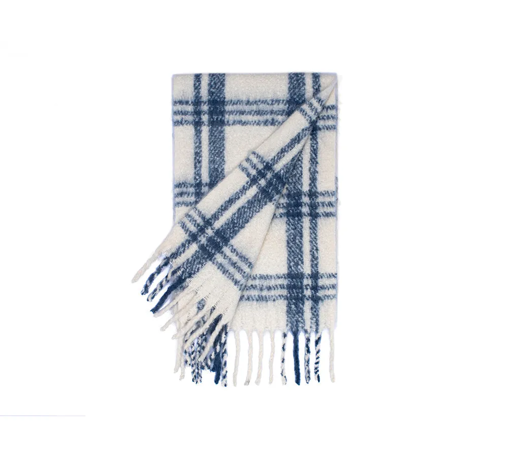 Soft Checked Fringed Scarf