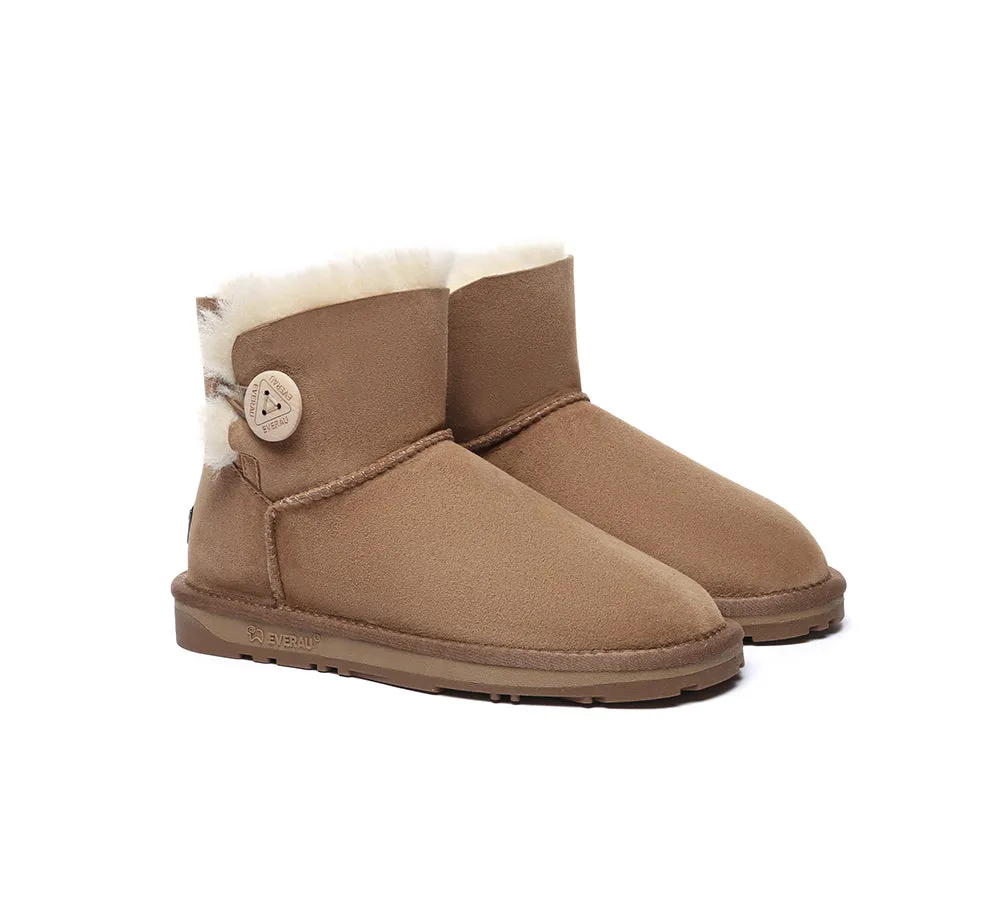 UGG Boots Double Faced Sheepskin Wool Ankle Mini Button Boots