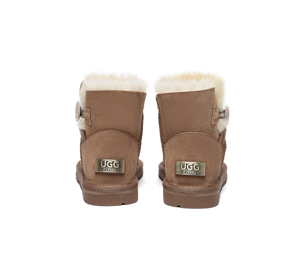 UGG Boots Double Faced Sheepskin Wool Ankle Mini Button Boots