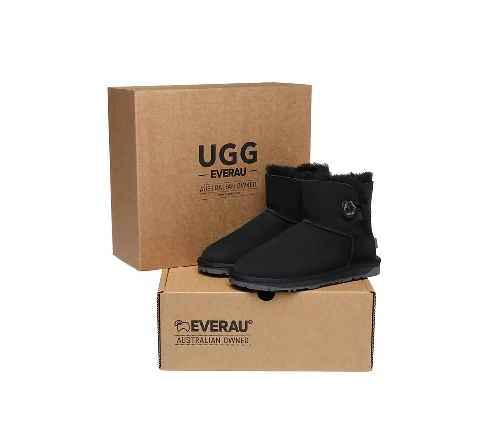 UGG Boots Double Faced Sheepskin Wool Ankle Mini Button Boots