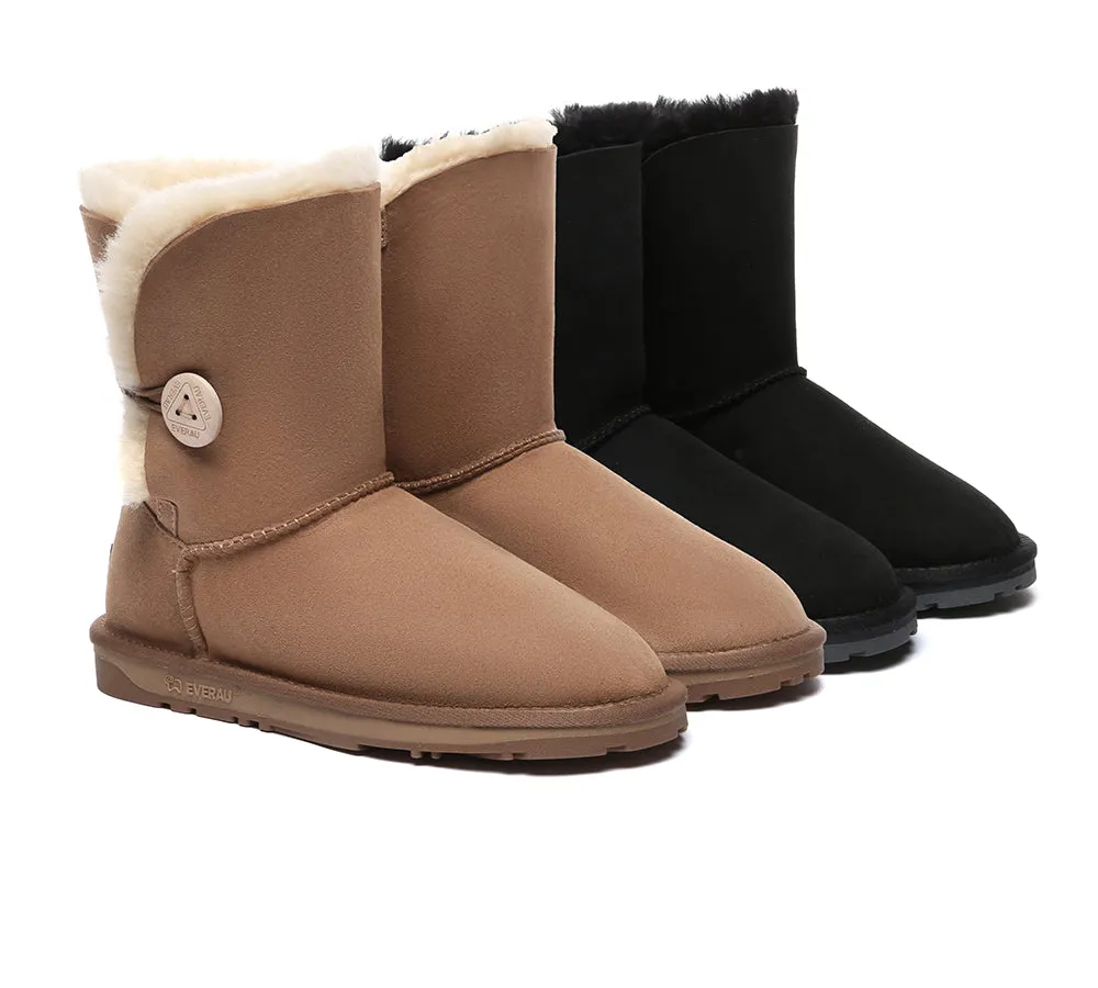 UGG Boots Double Faced Sheepskin Wool Short Button Boots