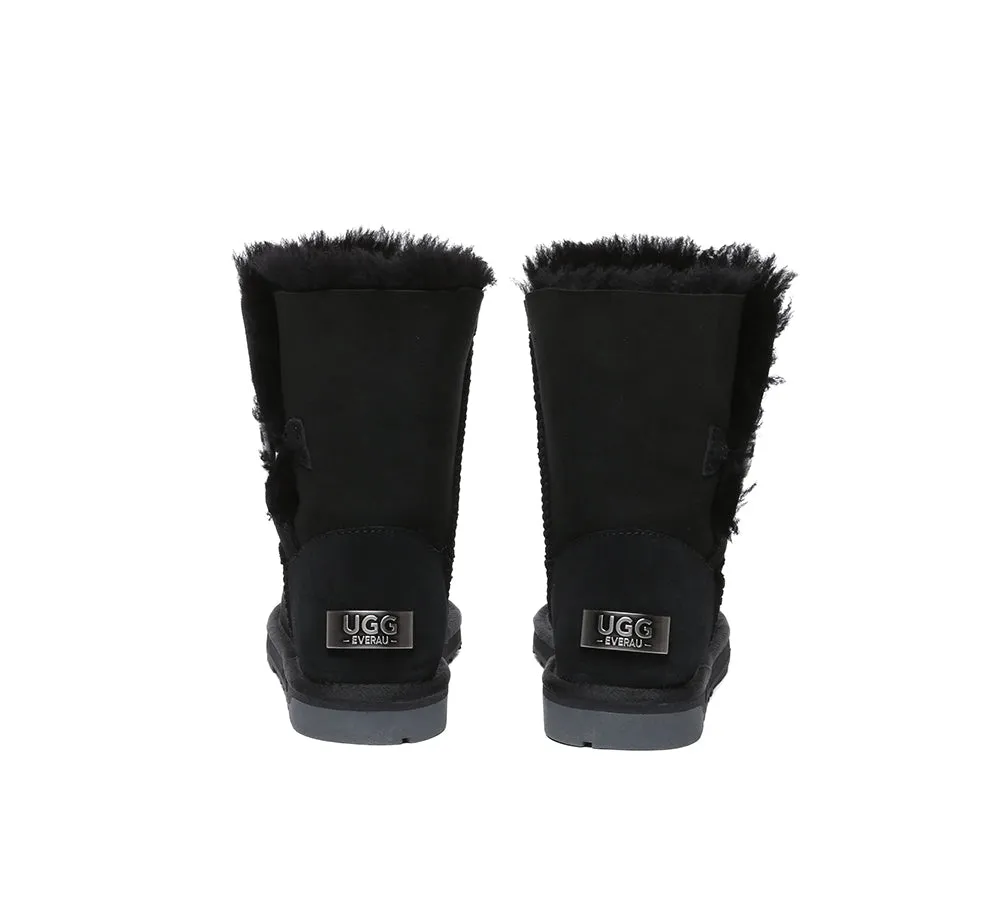 UGG Boots Double Faced Sheepskin Wool Short Button Boots