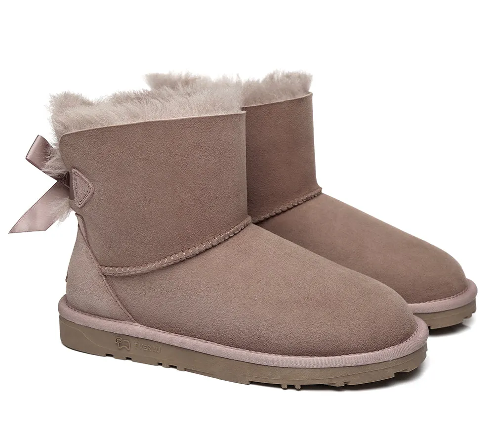 UGG Boots Women Sheepskin Wool Mini Back Single Bow Classic Boots